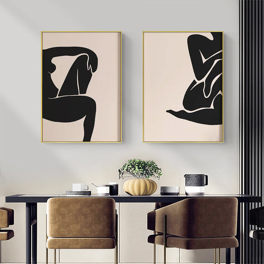 40cmx60cm Female Figure 2 Sets Gold Frame Canvas Wall Art