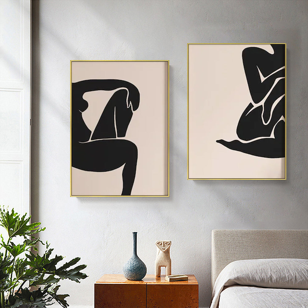 40cmx60cm Female Figure 2 Sets Gold Frame Canvas Wall Art