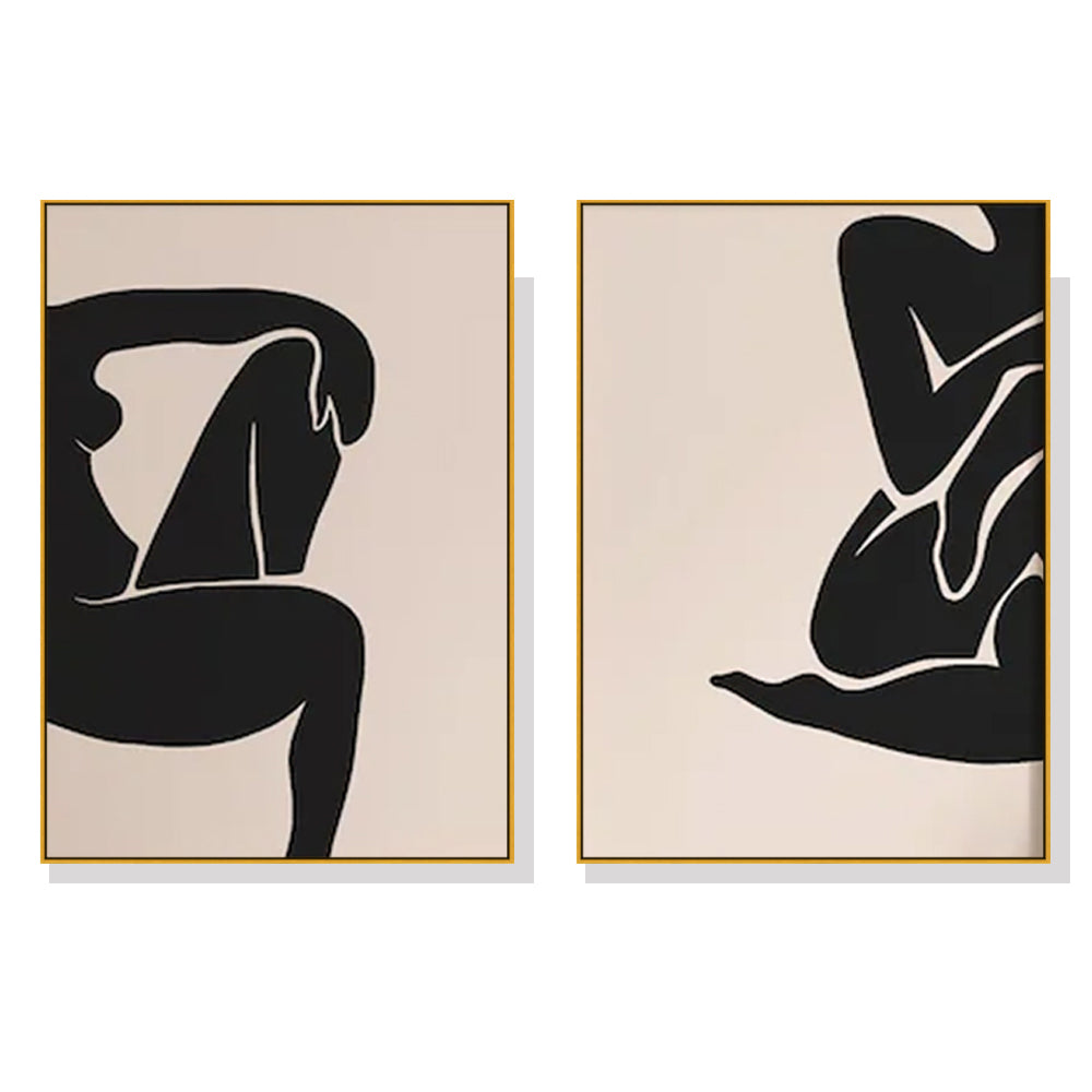 80cmx120cm Female Figure 2 Sets Gold Frame Canvas Wall Art