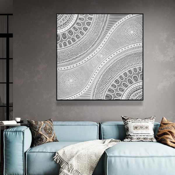 70cmx70cm Nayiri Bami Black Frame Canvas Wall Art