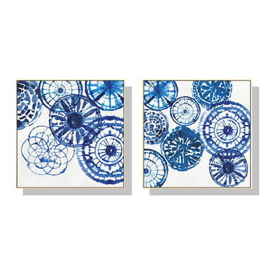 80cmx80cm Blue Day 2 Sets Gold Frame Canvas Wall Art