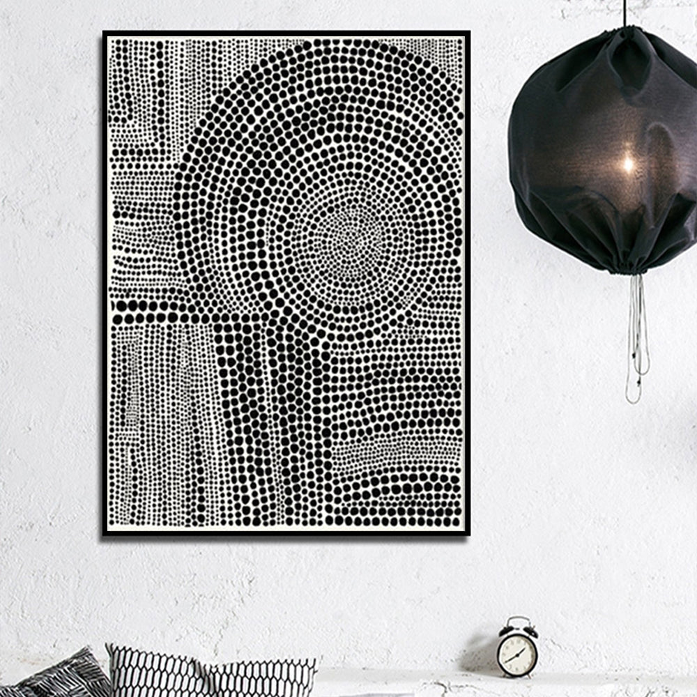 40cmx60cm Clustered Dots B Black Frame Canvas Wall Art