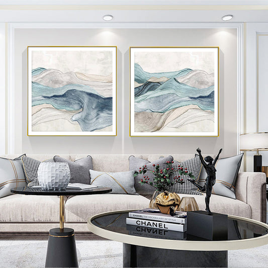 70cmx70cm Blue Mountain 2 Sets Gold Frame Canvas Wall Art