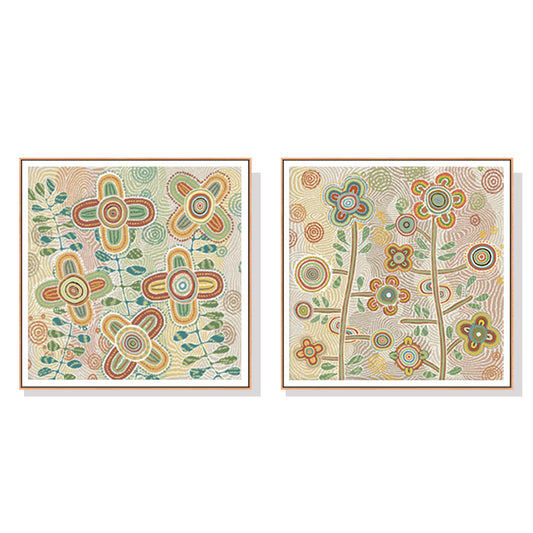 60cmx60cm Lovely Pattern II 2 Sets Wood Frame Canvas Wall Art