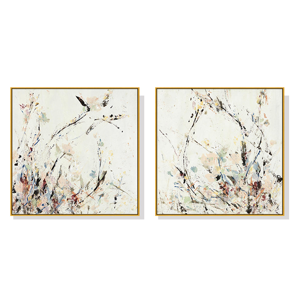 60cmx60cm Afternoon Walk 2 Sets Gold Frame Canvas Wall Art