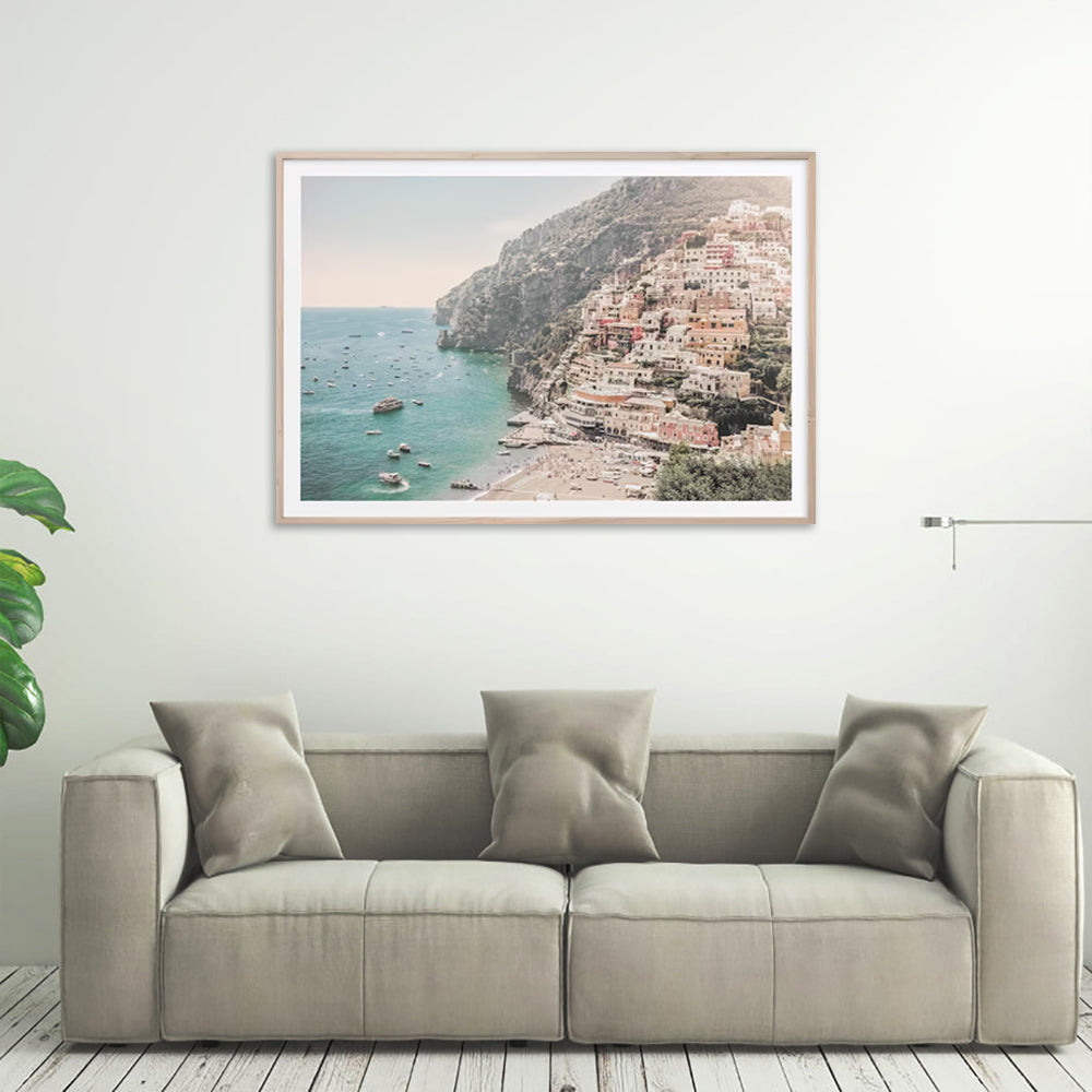 40cmx60cm Italy Amalfi Coast Wood Frame Canvas Wall Art