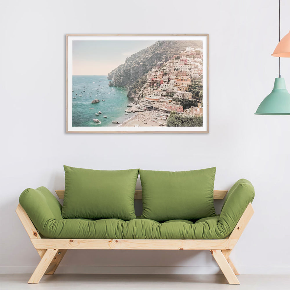 90cmx135cm Italy Amalfi Coast Wood Frame Canvas Wall Art