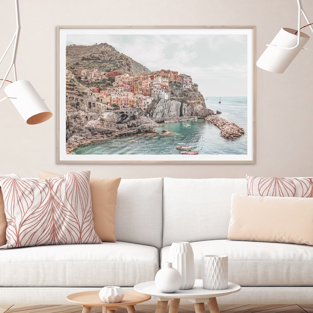 50cmx70cm Italy Cinque Terre Wood Frame Canvas Wall Art