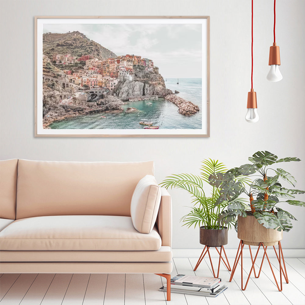 90cmx135cm Italy Cinque Terre Wood Frame Canvas Wall Art