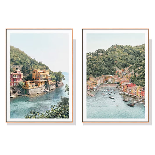 60cmx90cm Italy Coast 2 Sets Wood Frame Canvas Wall Art