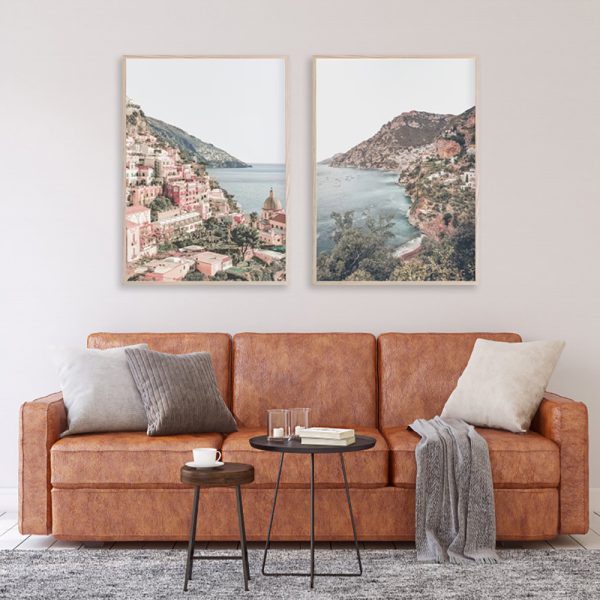 40cmx60cm Italy Positano 2 Sets Wood Frame Canvas Wall Art