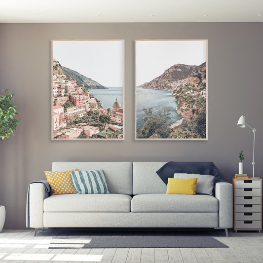 80cmx120cm Italy Positano 2 Sets Wood Frame Canvas Wall Art