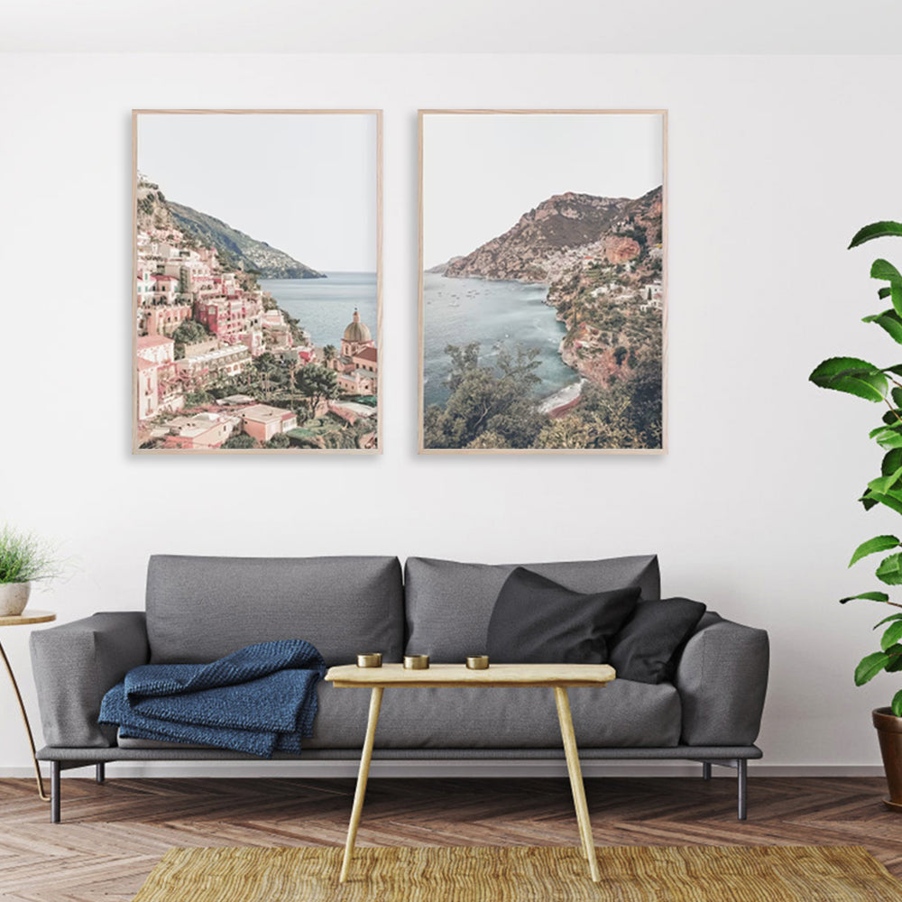 80cmx120cm Italy Positano 2 Sets Wood Frame Canvas Wall Art