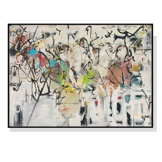 100cmx150cm Abstract White Dream Black Frame Canvas Wall Art