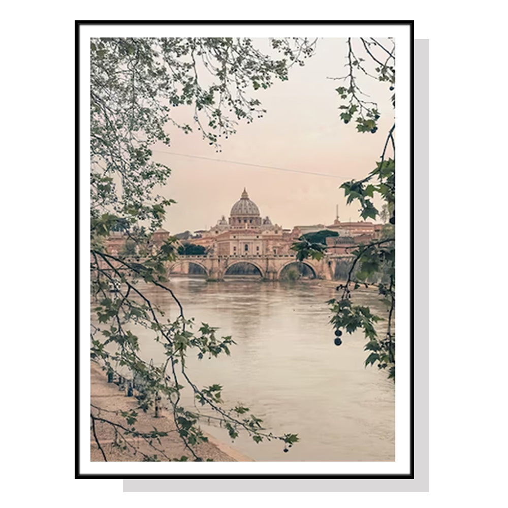 60cmx90cm Rome City Black Frame Canvas Wall Art