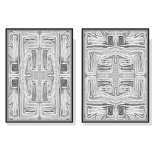 40cmx60cm Black White Pattern 2 Sets Black Frame Canvas Wall Art