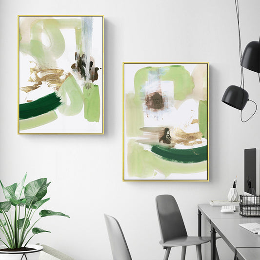 50cmx70cm Abstract Green Mint 2 Sets Gold Frame Canvas Wall Art