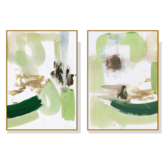 40cmx60cm Abstract Green Mint 2 Sets Gold Frame Canvas Wall Art