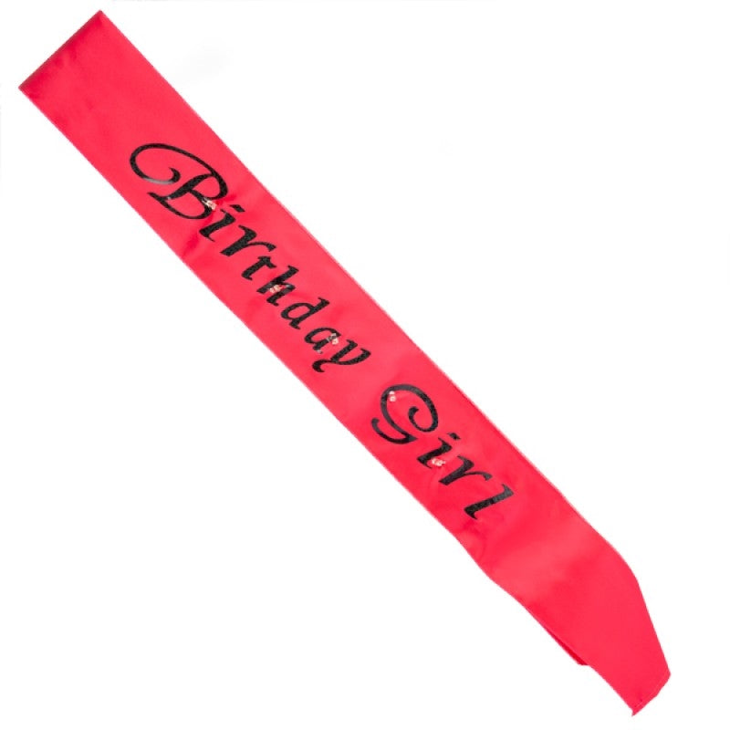 Hot Pink Birthday Girl Flashing Sash