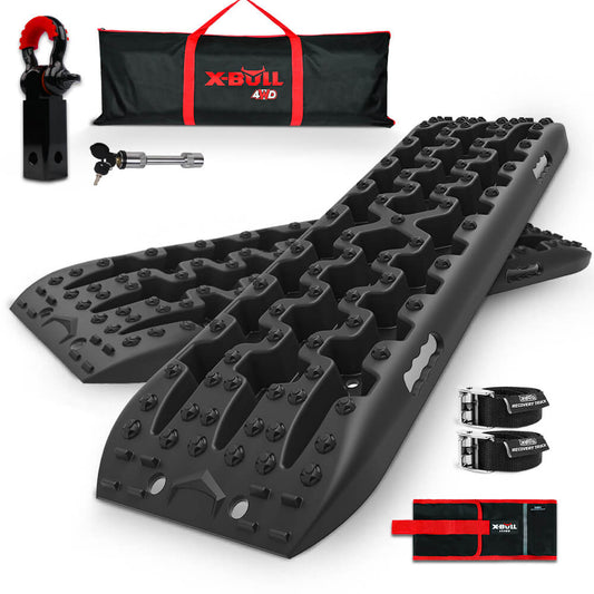 X-BULL Hitch Receiver 5T Recovery Receiver With 2PCS Recovery tracks Boards Gen3.0 Black