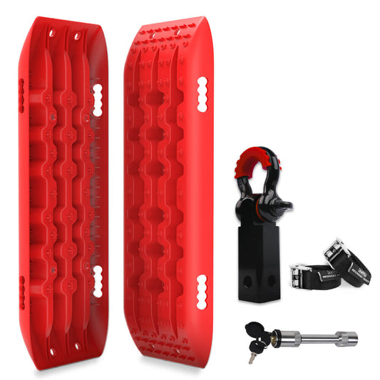 X-BULL Hitch Receiver 5T Recovery Receiver With 2PCS Recovery tracks Boards Gen2.0 Red
