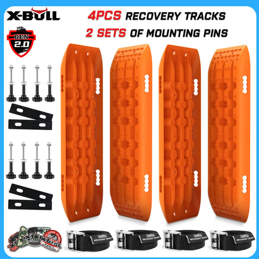 X-BULL 4WD Recovery tracks 10T 2 Pairs/ Sand tracks/ Mud tracks/ Mounting Bolts Pins Gen 2.0 -Orange