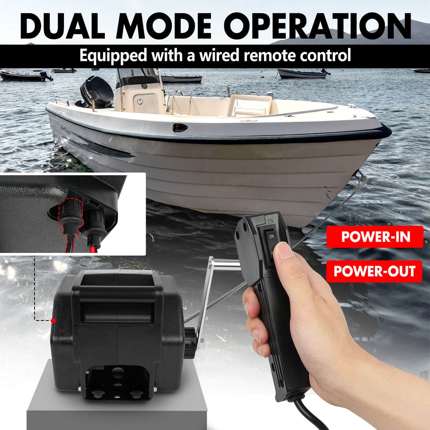 X-BULL 5000LBS Electric Boat Winch 12V Portable Detachable Marine Ship Trailer Winch