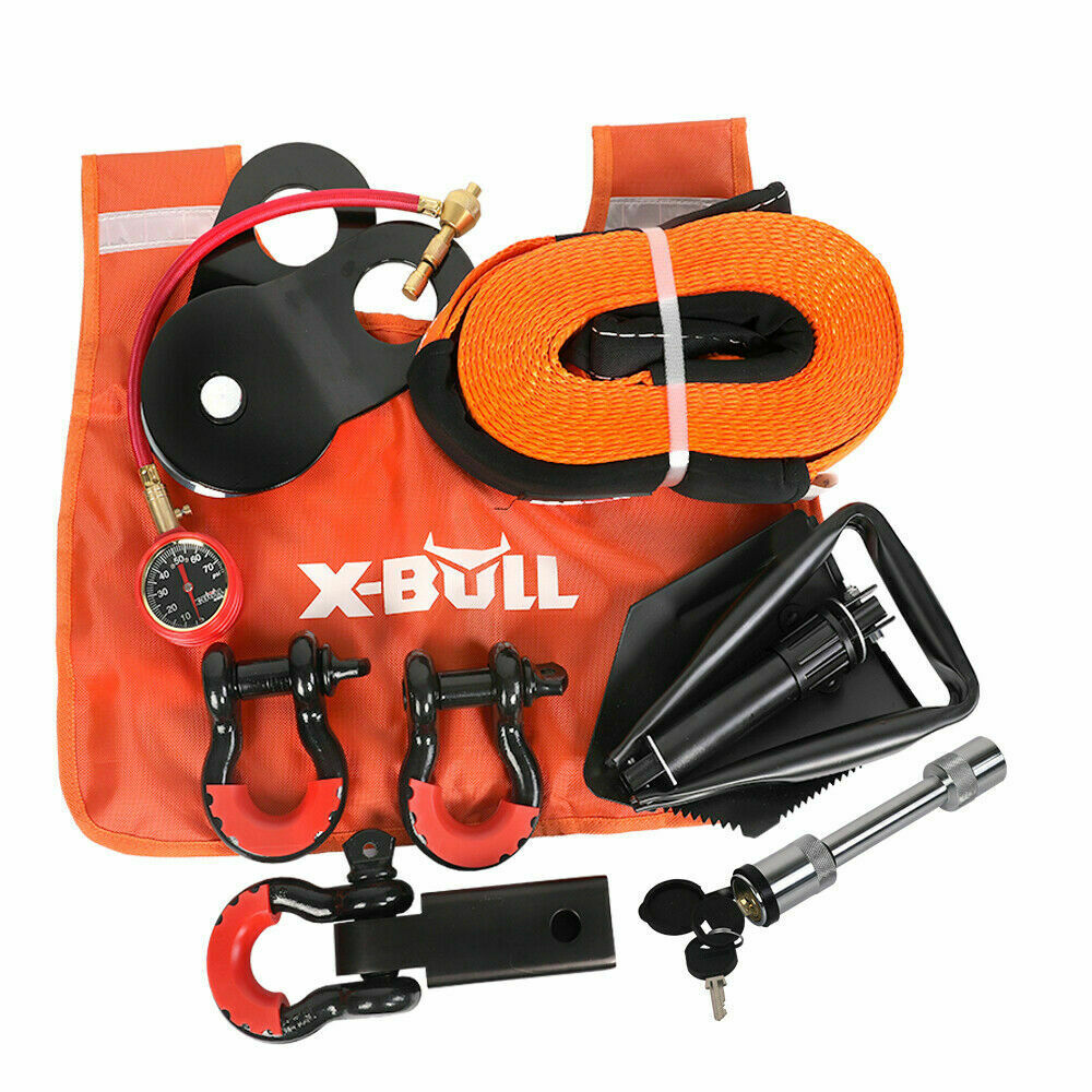 X-BULL Winch Recovery Kit 11PCS 4WD 4x4 Pack Off Road Snatch Strap Essential