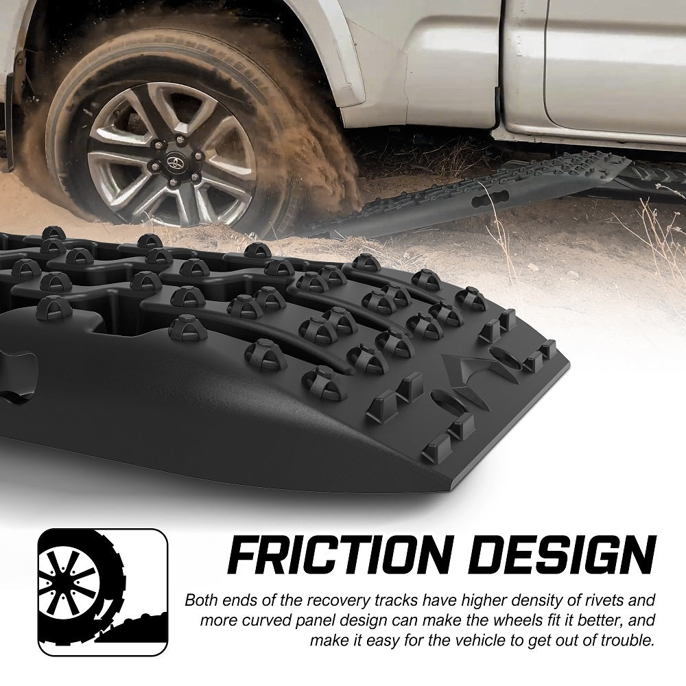 X-BULL Recovery tracks / Sand tracks / Mud tracks / Off Road 4WD 4x4 Car 2pcs Gen 3.0 - Black