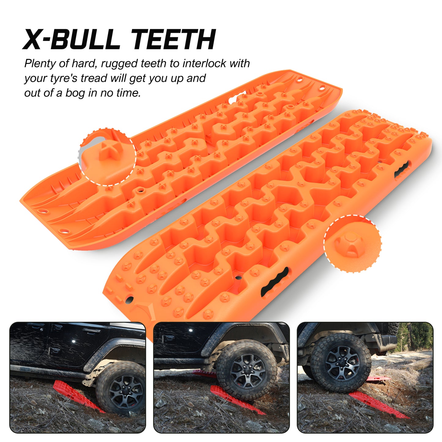 X-BULL Recovery tracks Sand 4x4 4WD Snow Mud Car Vehicles ATV 2pcs Gen 3.0 - Orange