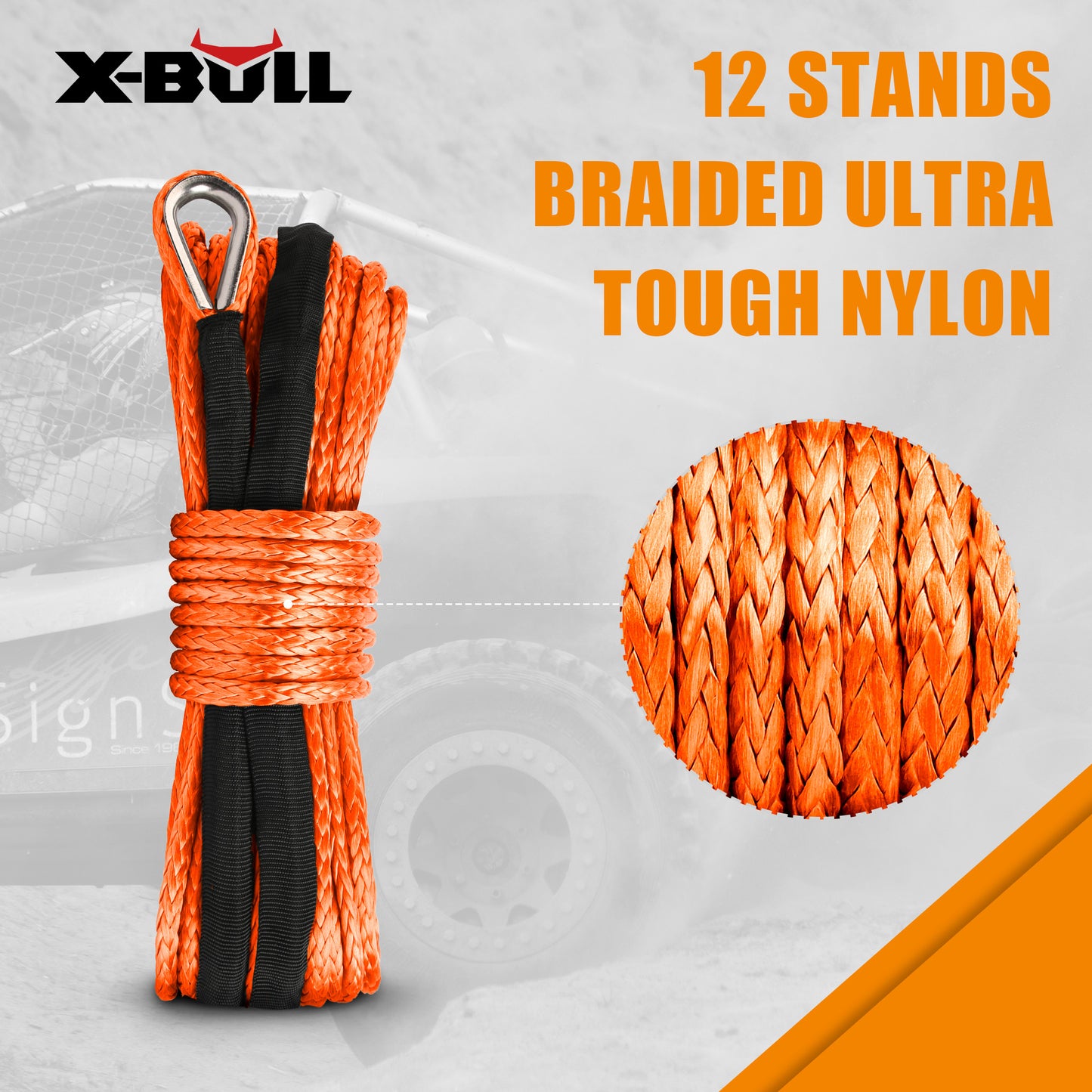 X-BULL Winch Rope Dyneema Synthetic Rope 5.5mm x 13m Tow Recovery Offroad 4wd
