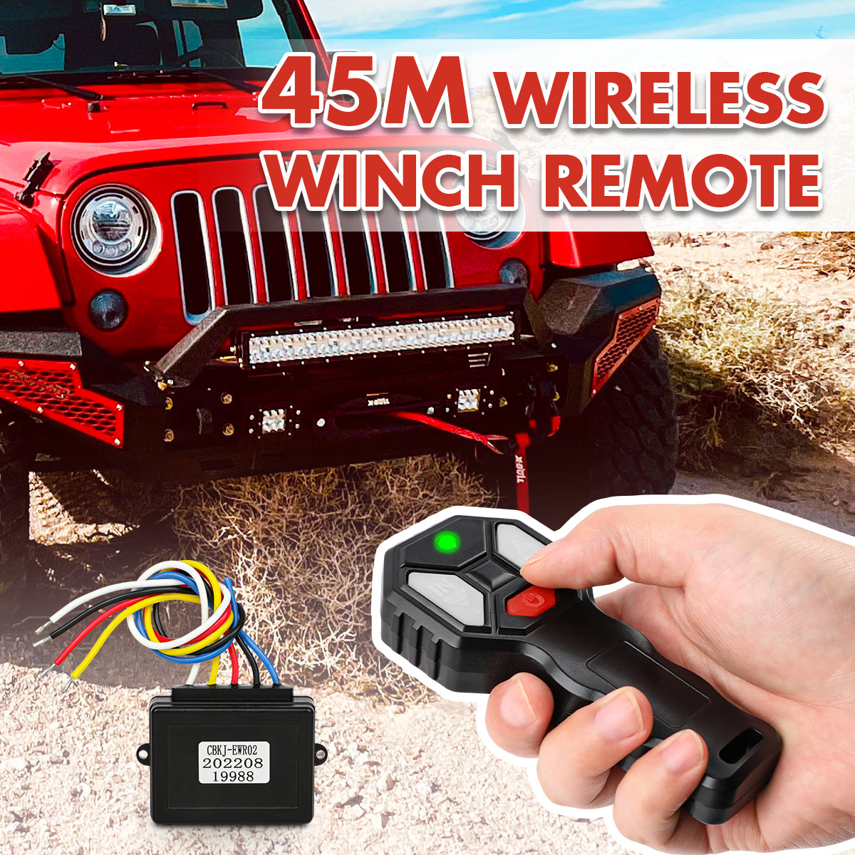 X-BULL 2x Wireless Winch Remote Control 12 Volt Handset Switch 150ft 4WD