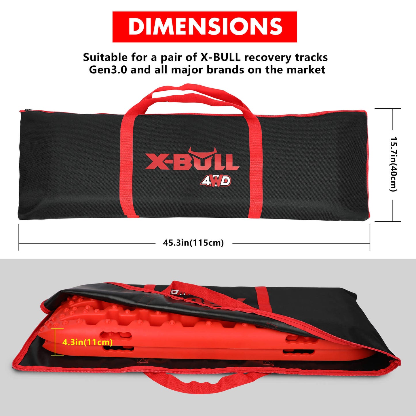 X-BULL Recovery tracks Carry Bag 4x4 Extraction Tred Bag Black
