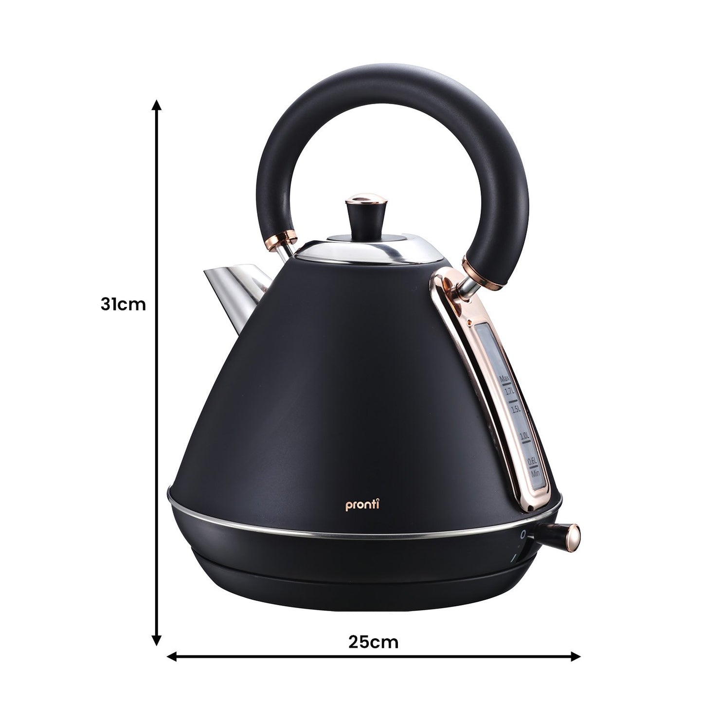 Pronti Toaster, Kettle & Coffee Machine Breakfast Set - Black