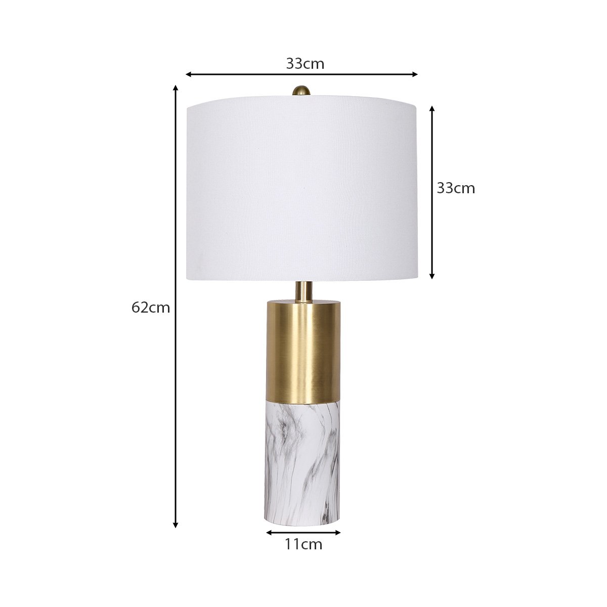 Sarantino Metal And Marble Table Lamp - White