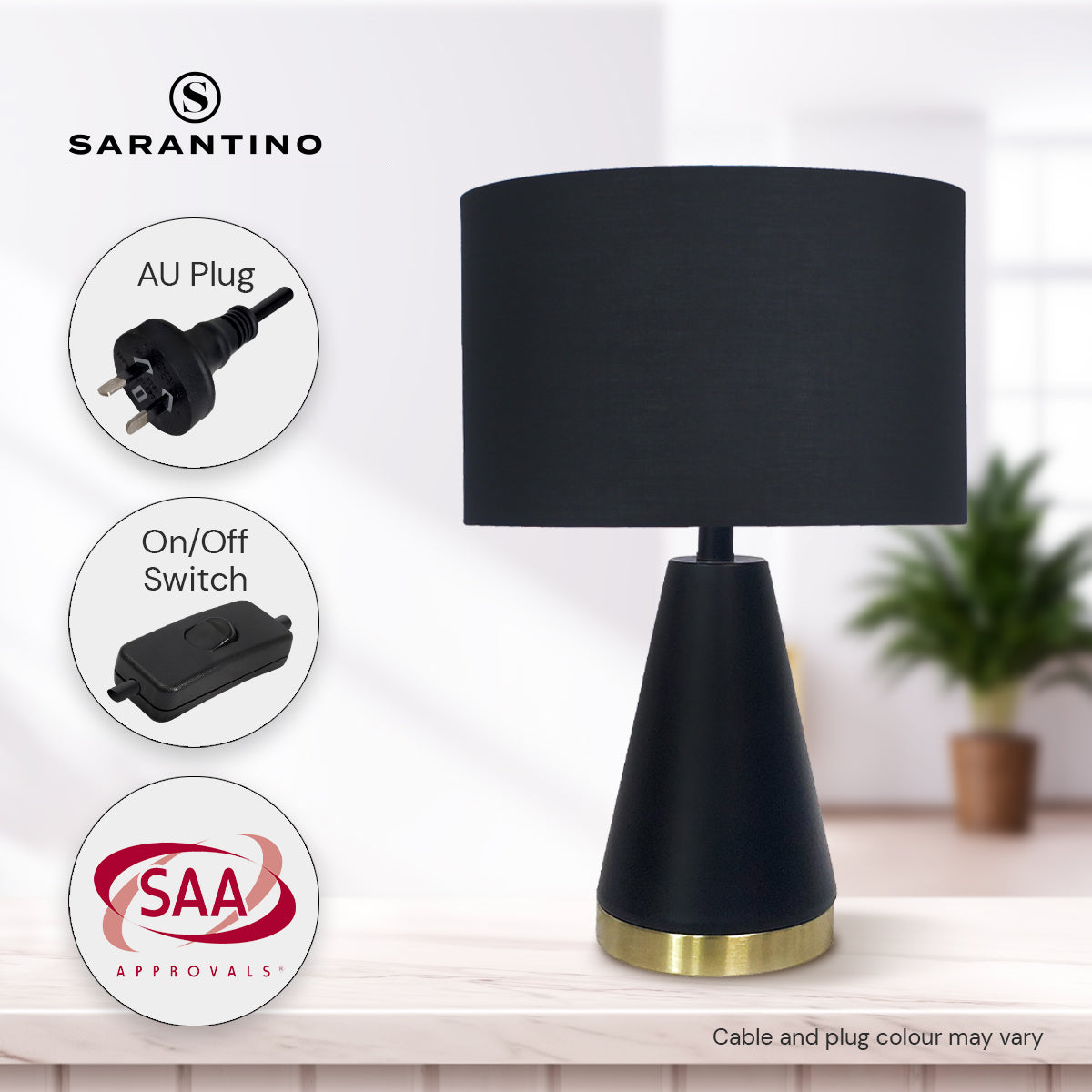 Sarantino Metal Table Lamp in Black and Gold