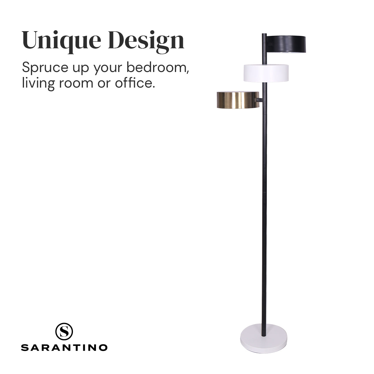 Sarantino Metal Floor Lamp with 3 Swirl Shades