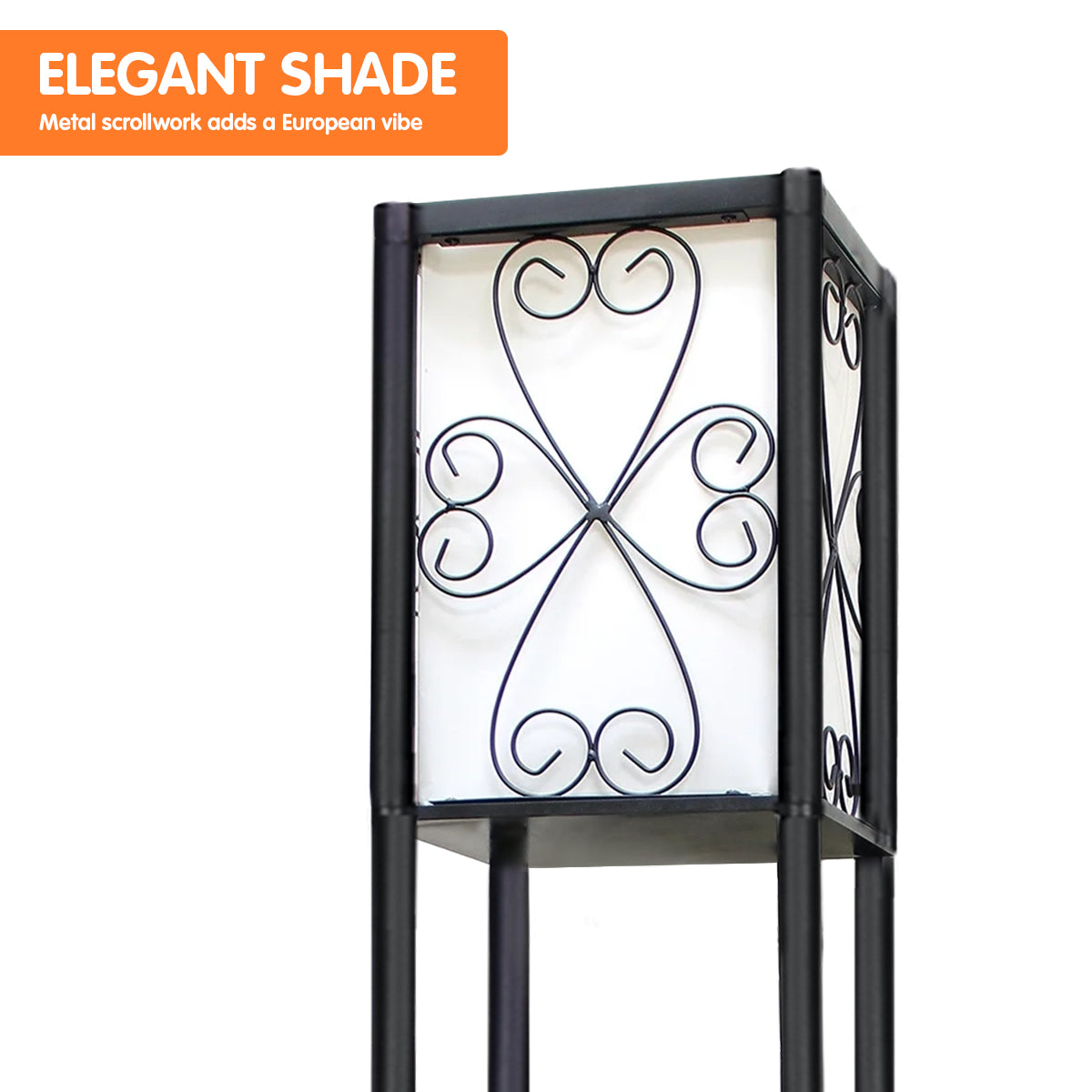 Sarantino Metal Etagere Floor Lamp with Wine Holder Shelf