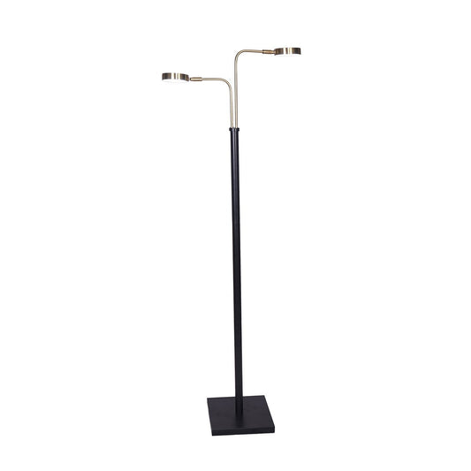 Sarantino LED Metal Floor Lamp with 2 Lights in Brushed Gold and Black Finish