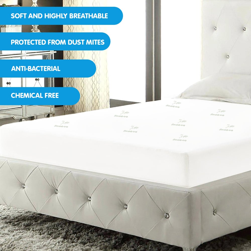 Laura Hill Fitted Bamboo Mattress Protector Underlay Queen King Single Size