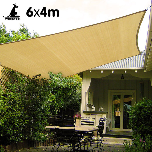 Wallaroo Rectangular Shade Sail 6m x 4m - Sand