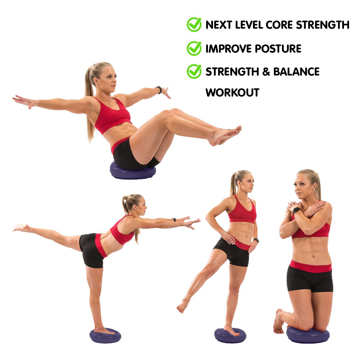Powertrain Yoga Stability Disc w/ Pump Home Gym Pilate Balance Trainer - Purple