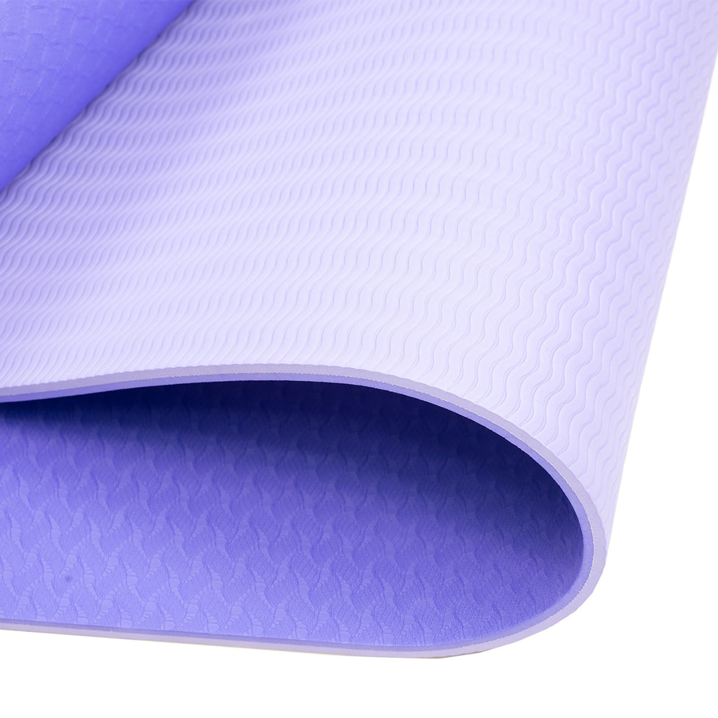 Powertrain Eco-friendly Dual Layer 8mm Yoga Mat | Light Purple | Non-slip Surface And Carry Strap For Ultimate Comfort And Portability