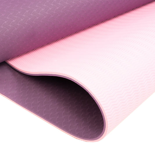Powertrain Eco-Friendly Dual Layer 8mm Yoga Mat | Purple | Non-Slip Surface and Carry Strap for Ultimate Comfort and Portability