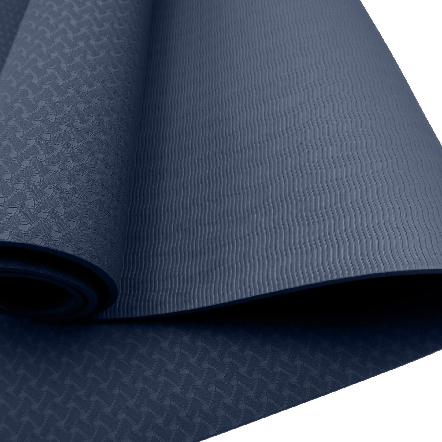Powertrain Eco-friendly Dual Layer 6mm Yoga Mat | Navy | Non-slip Surface And Carry Strap For Ultimate Comfort And Portability