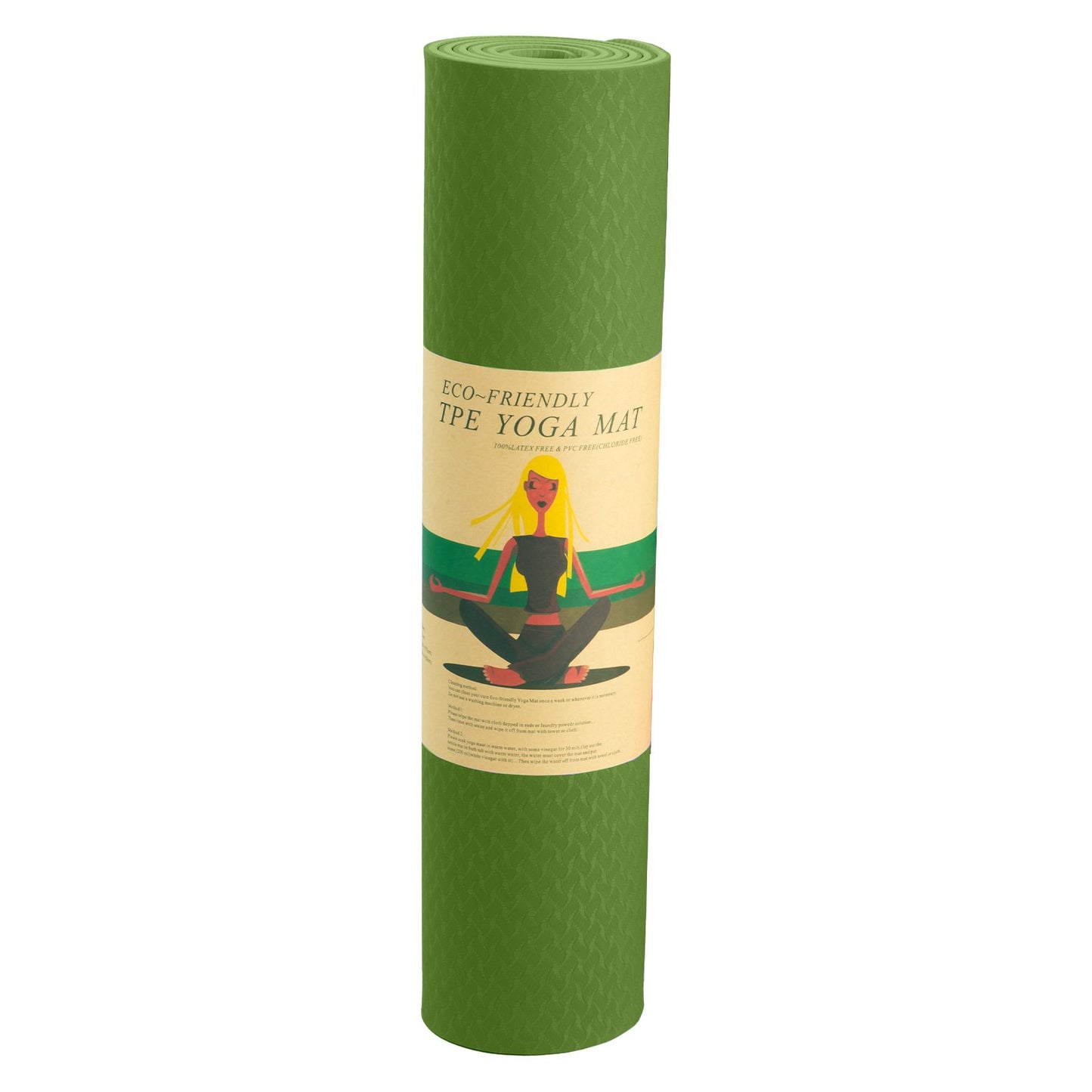 Powertrain Eco-friendly Dual Layer 6mm Yoga Mat | Olive | Non-slip Surface And Carry Strap For Ultimate Comfort And Portability
