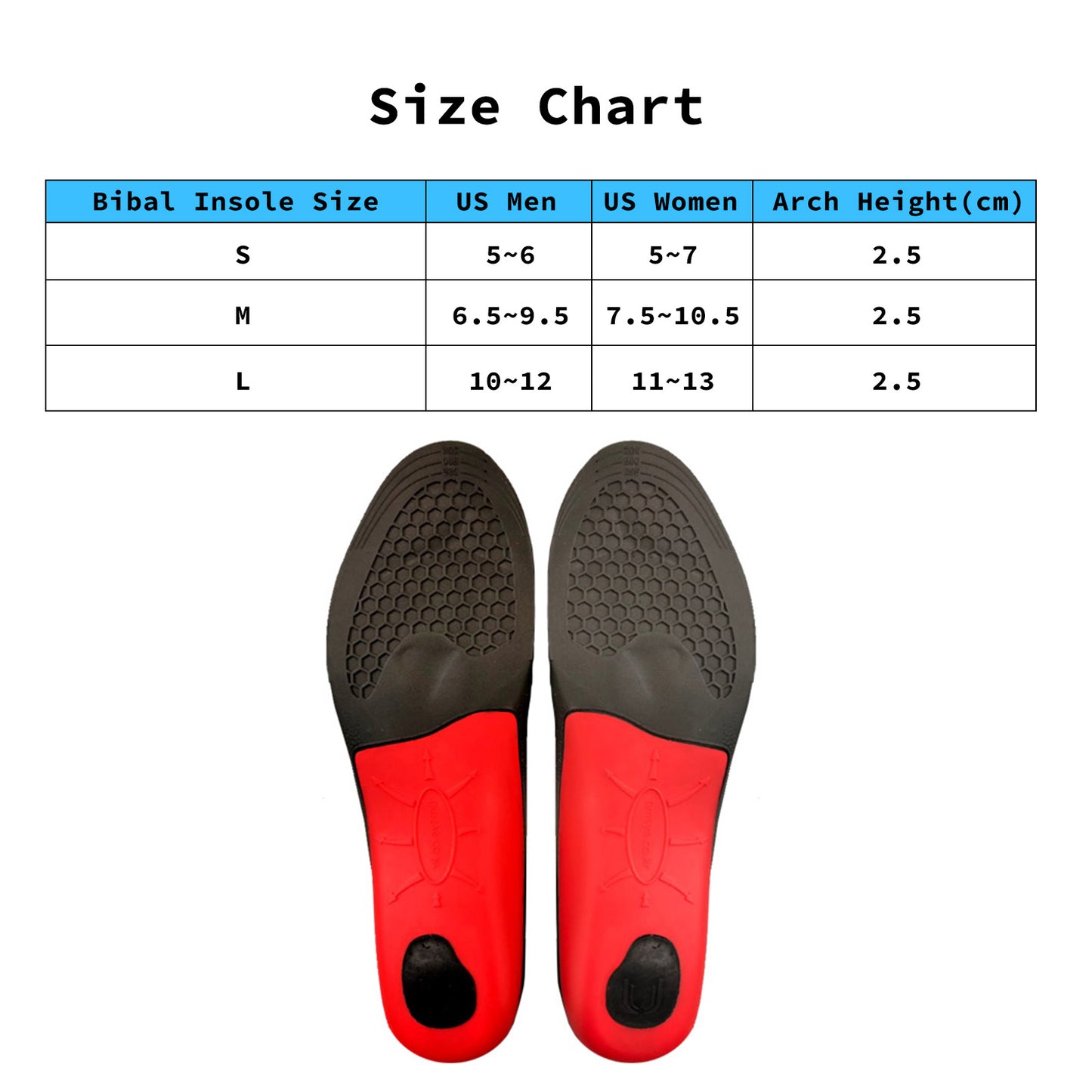 Bibal Insole 2X Set 3-Size Combo Full Whole Insoles Shoe Inserts Arch Support Foot Pads