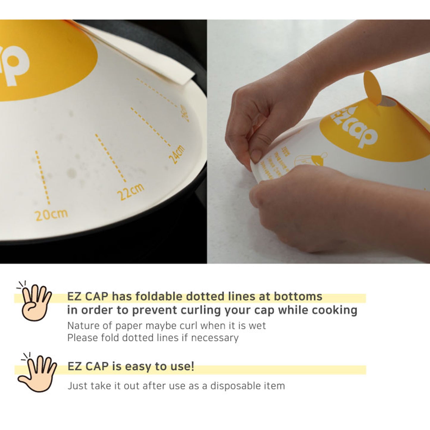 EZ Cap 200X Paper Lid for Frypan Disposable Cooking Pan Cap