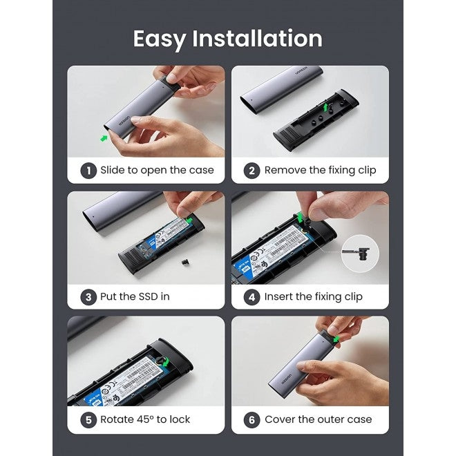 UGREEN 10903 M.2 SATA NGFF SSD Hard Drive Enclosure