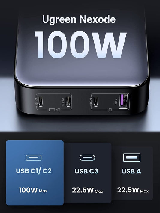 UGREEN 15613 100W USB-C Charger, Nexode 4-Port GaN II Charging Station
